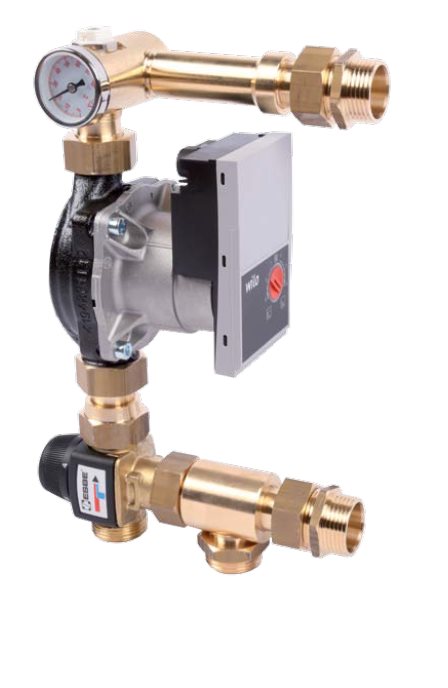 Układ pompowy  do rozdzielaczy z tworzywa PP-GF oraz mosiężnych